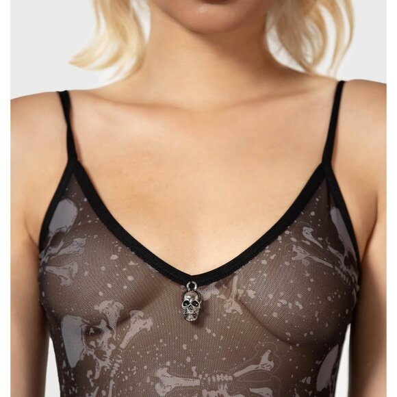 Killstar Contortion Bodysuit Plus Size 4XL Skulls Print Skull Accent Sheer Sexy - Picture 4 of 4